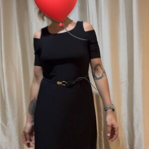 Nine West Black Cold-Shoulder Midi Dress